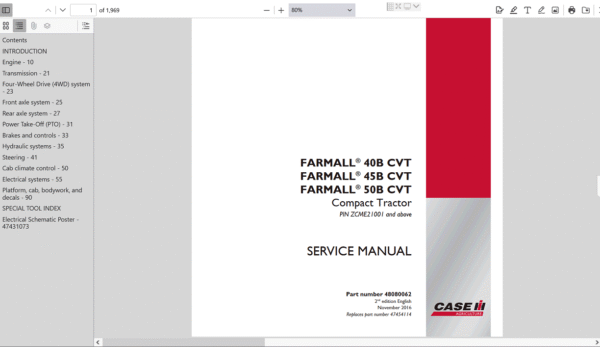 Case Farmall 40B CVT service repair manual, showcasing essential maintenance guidelines and repair procedures