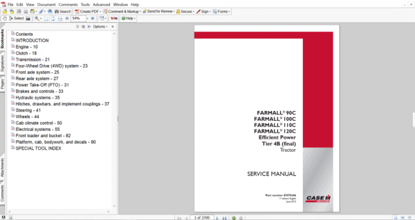 the service repair manual for Case Farmall 90C tractor, including diagrams and step-by-step repair procedures