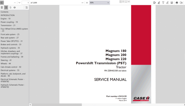 the service repair manual for Case IH Magnum 200 Tractor, including maintenance tips and troubleshooting guides