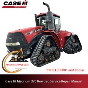 Service repair manual cover for Case IH 370 Rowtrac tractor, featuring technical diagrams and maintenance instructions