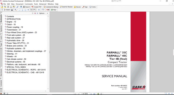 Case IH Farmall 40C Compact Tractor service repair manual, highlighting maintenance procedures and troubleshooting tips