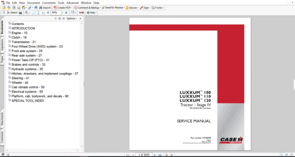 Service manual for Case IH Luxxum 100 tractor, including diagrams and step-by-step repair instructions