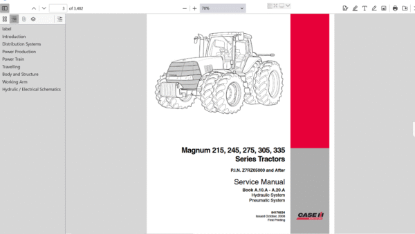 Case IH Magnum 245 tractor service repair manual, providing comprehensive repair instructions and technical support details