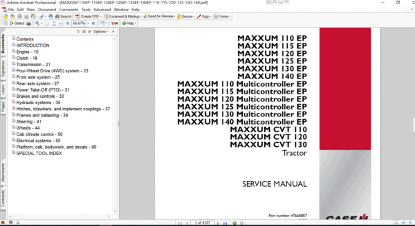 Service repair manual for Case IH Maxxum 110 Multicontroller, highlighting essential repair techniques and maintenance advice