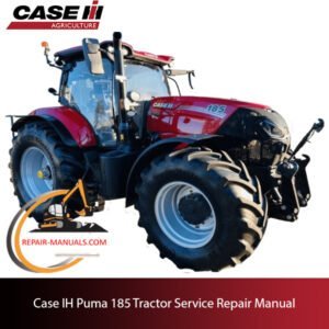 Service repair manual cover for Case IH Puma 185 tractor, featuring technical illustrations and detailed maintenance instructions
