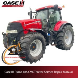 Service repair manual cover for Case IH Puma 185 CVX tractor, featuring technical diagrams and maintenance guidelines