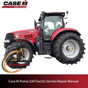 Service repair manual cover for Case IH Puma 220 tractor, featuring technical diagrams and maintenance instructions