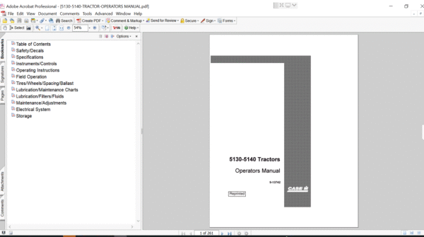 Operator's manual for the Case 5140 tractor, including instructions for operation and maintenance