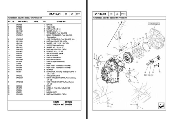 Case 580SN WT Backhoe Loader parts manual, showcasing essential components and assembly instructions for maintenance