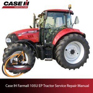 Service repair manual cover for Case IH Farmall 105U tractor, featuring technical diagrams and maintenance instructions
