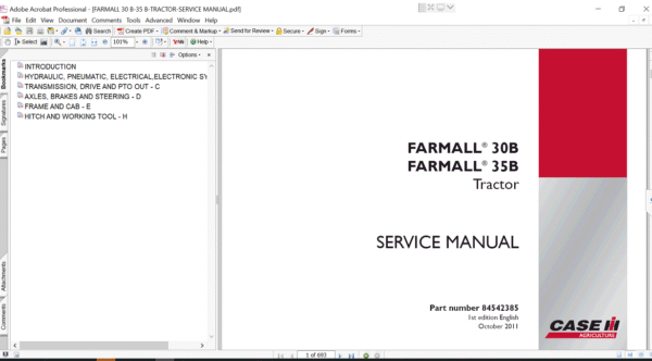 the service repair manual for Case IH Farmall 35B Tractor, including diagrams and step-by-step repair procedures