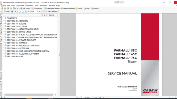 Comprehensive service repair manual for the Case IH Farmall 55C tractor, covering repair and maintenance guidelines