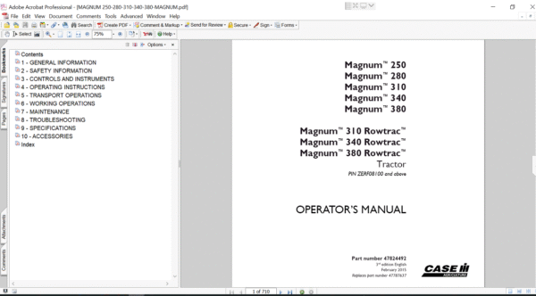 ase Magnum 380 Tractor Operator's Manual, providing essential information for safe and effective tractor use