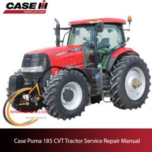 Service repair manual cover for Case Puma 185 CVT tractor, featuring technical diagrams and maintenance instructions