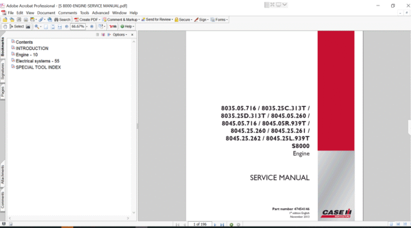 the Service Repair Manual for Case S8000 Series Engine, including essential repair guidelines and technical details