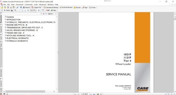 Service repair manual for Case 1021F Wheel Loader, including maintenance tips and technical specifications with highlighting repair procedures