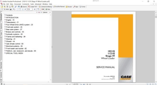 Service repair manual for Case 1021G Wheel Loader, including maintenance tips and technical specifications with highlighting repair procedures