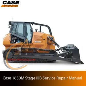 Cover of the service repair manual for Case 1650M Dozer, including maintenance tips and technical specifications with highlighting repair procedures