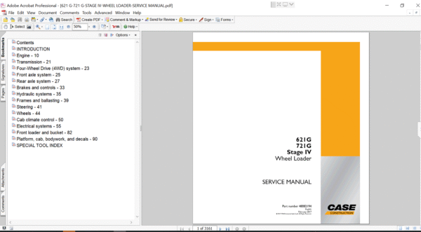Cover of the service repair manual for Case 621G Wheel Loader, including maintenance tips and technical specifications with highlighting repair procedures