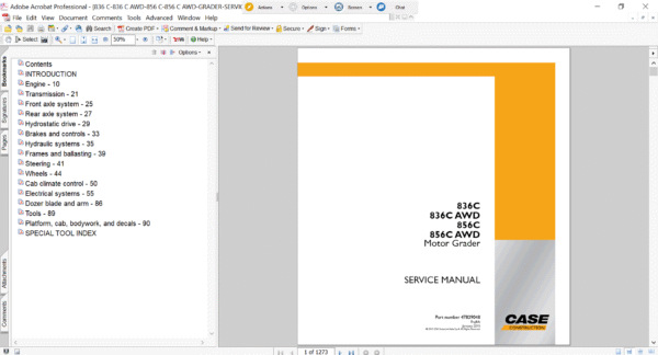 case 836c motor grader Service Repair Manual – Complete factory manual with step-by-step service, maintenance, and repair procedures
