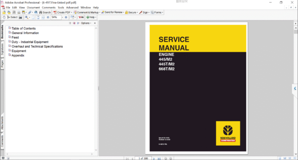 Cover page of the Service Repair Manual for New Holland 668T M2 Engine, including technical maintenance and repair procedures