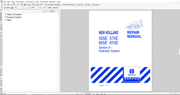 Service repair manual for New Holland 675E Backhoe Loader, including maintenance tips and technical specifications with highlighting repair procedures