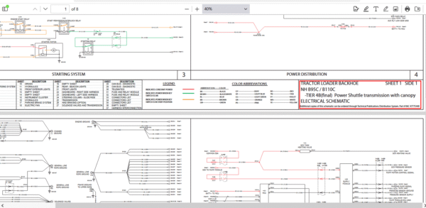 Electrical Diagrams for New Holland B95C Backhoe Loader