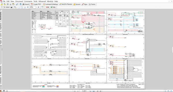 Detailed electrical diagrams for the New Holland D150C dozer, showing wiring and electrical components