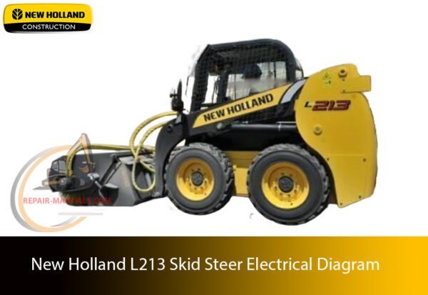 Service repair manual cover for new holland l213 skid steer, featuring technical illustrations, detailed repair and maintenance instructions
