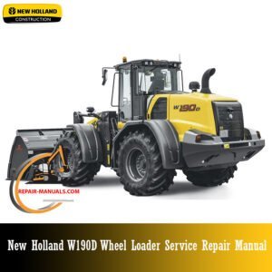 Service Repair Manual for New Holland W190D Wheel Loader, showcasing diagrams and maintenance instructions