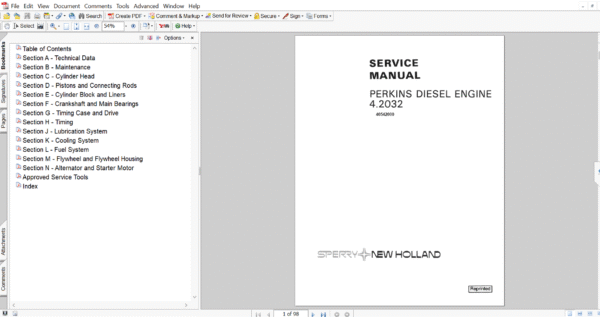 Service Repair Manual for Perkins 4.2032 Engine – detailed instructions for diagnostics, maintenance, and mechanical repair