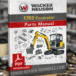 Parts manual for Wacker Neuson 1404 Excavator, displaying diagrams and specifications for maintenance and repairs