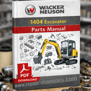 Parts manual for Wacker Neuson 1404 Excavator, displaying diagrams and specifications for maintenance and repairs