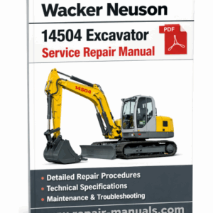 Service repair manual for Wacker Neuson 14504 Excavator, displaying the title and brand identification