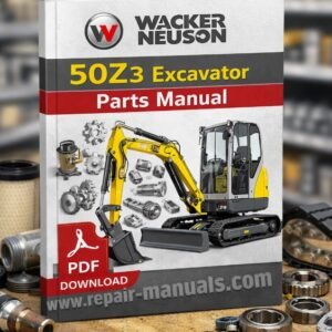 Wacker Neuson 50z3 Excavator Parts Manual cover featuring detailed diagrams and parts listings for maintenance and repair