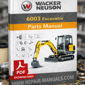 Wacker Neuson 6003 Excavator Parts Manual cover featuring detailed diagrams and parts listings for maintenance and repair