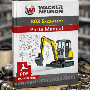 Parts manual for Wacker Neuson 803 Excavator, displaying diagrams and specifications for various components