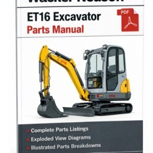 Parts manual for Wacker Neuson ET16 Excavator, displaying diagrams and specifications for maintenance and repairs