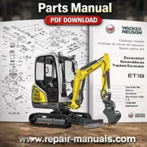 Parts manual for Wacker Neuson ET18 Excavator, displaying diagrams and part numbers for maintenance and repairs