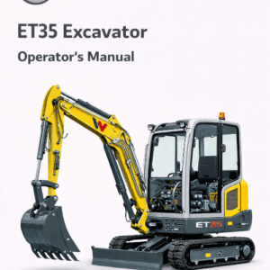 Wacker Neuson ET35 Excavator Operator's Manual cover featuring the model name and technical illustrations