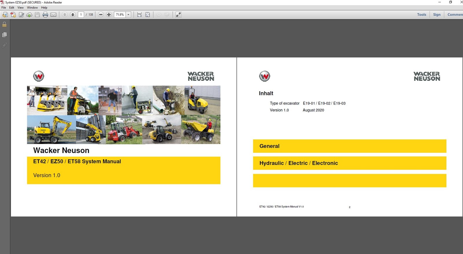 Service Repair Manual for Wacker Neuson ET58 Excavator, showcasing detailed diagrams and maintenance instructions