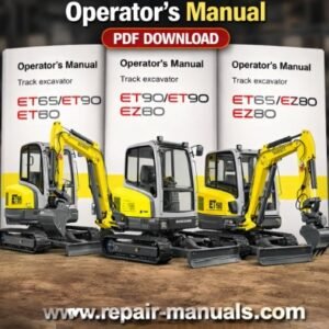 Operator's Manual for Wacker Neuson ET65, ET90, EZ80 Excavators, displaying model details and operational guidelines