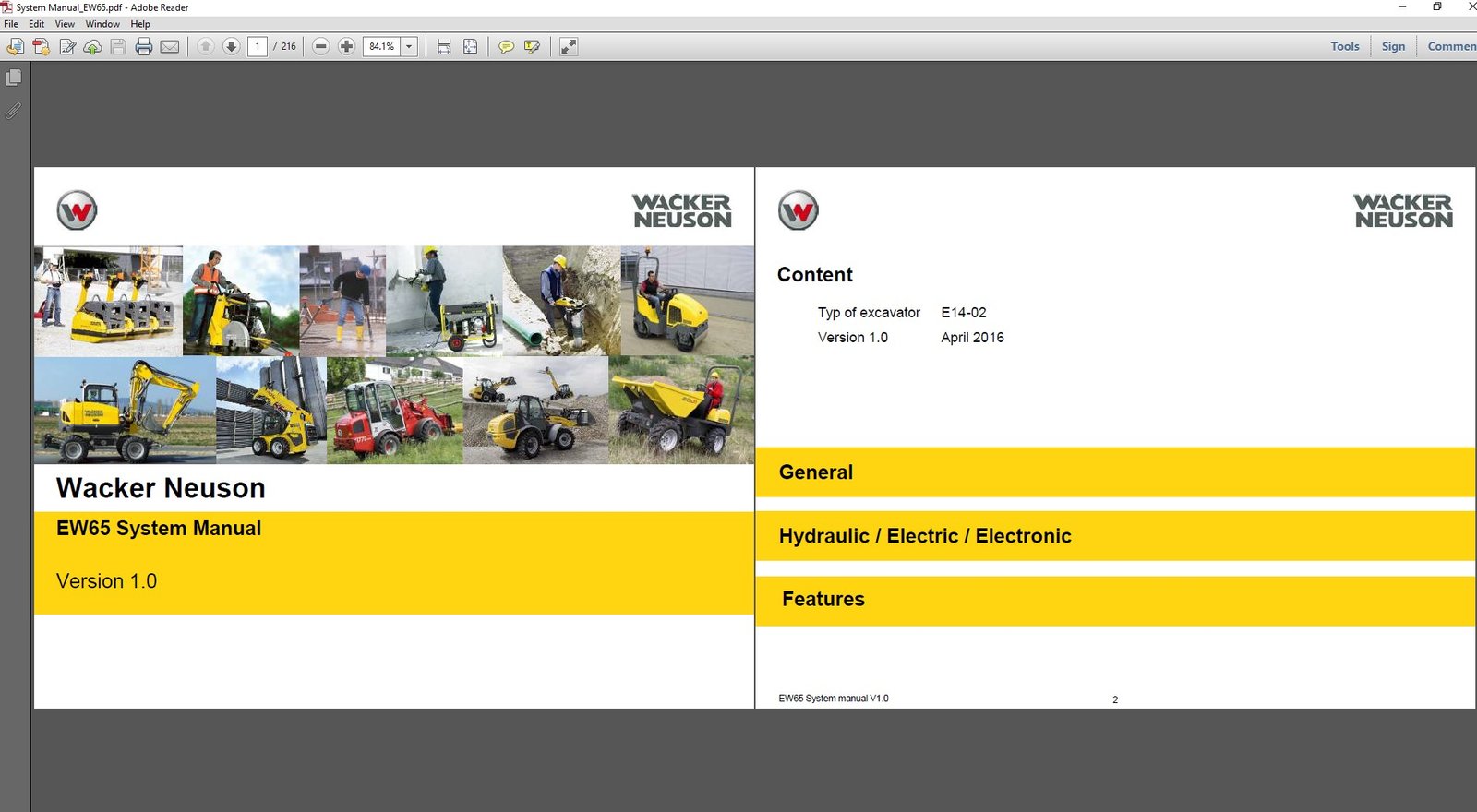 Wacker Neuson EW65 Wheel Excavator Service Repair Manual cover featuring the model and technical illustrations