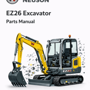 Wacker Neuson EZ26 Excavator Parts Manual, showcasing the model title and various component illustrations
