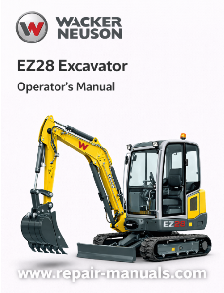 Cover of the Wacker Neuson EZ28 Excavator Operator's Manual, displaying the excavator and title prominently