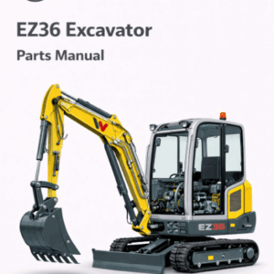 Parts manual for Wacker Neuson EZ36 Excavator, displaying an image of the excavator and detailed parts information