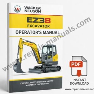 Wacker Neuson EZ38 Excavator Operator's Manual, showcasing the title and relevant diagrams for user guidance