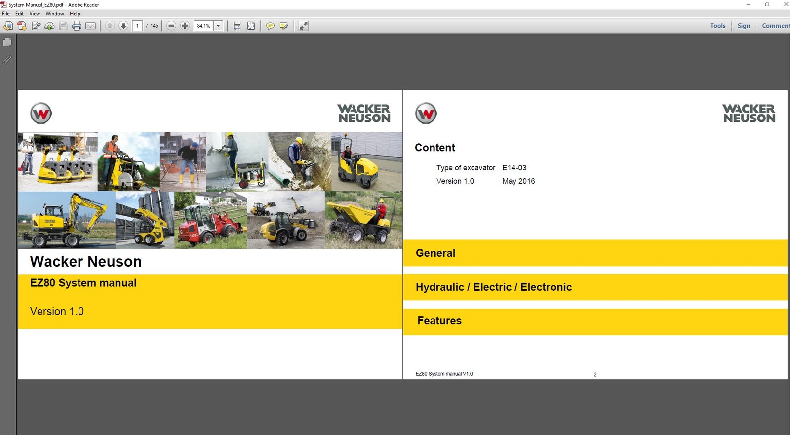 Service Repair Manual for Wacker Neuson EZ80 Excavator, showcasing detailed diagrams and maintenance instructions