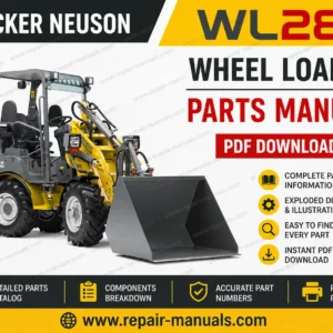 Parts manual for Wacker Neuson WL28 Wheel Loader, showing detailed diagrams and component listings