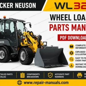 Parts manual for Wacker Neuson WL32 Wheel Loader, displaying diagrams and part numbers for maintenance and repairs